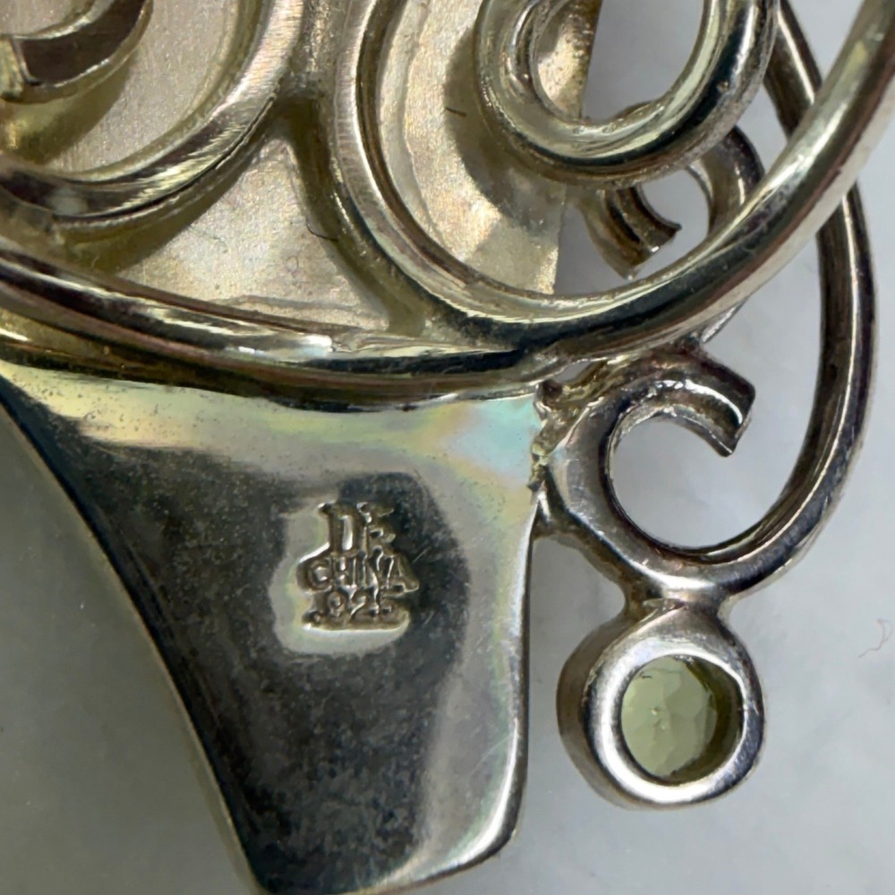 DRT‎ 925 Sterling Silver Amber and Peridot Shield Statement Ring Size 5.75 - Picture 6 of 14